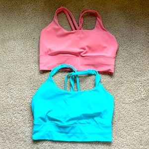 Two Lululemon dupe energy bras